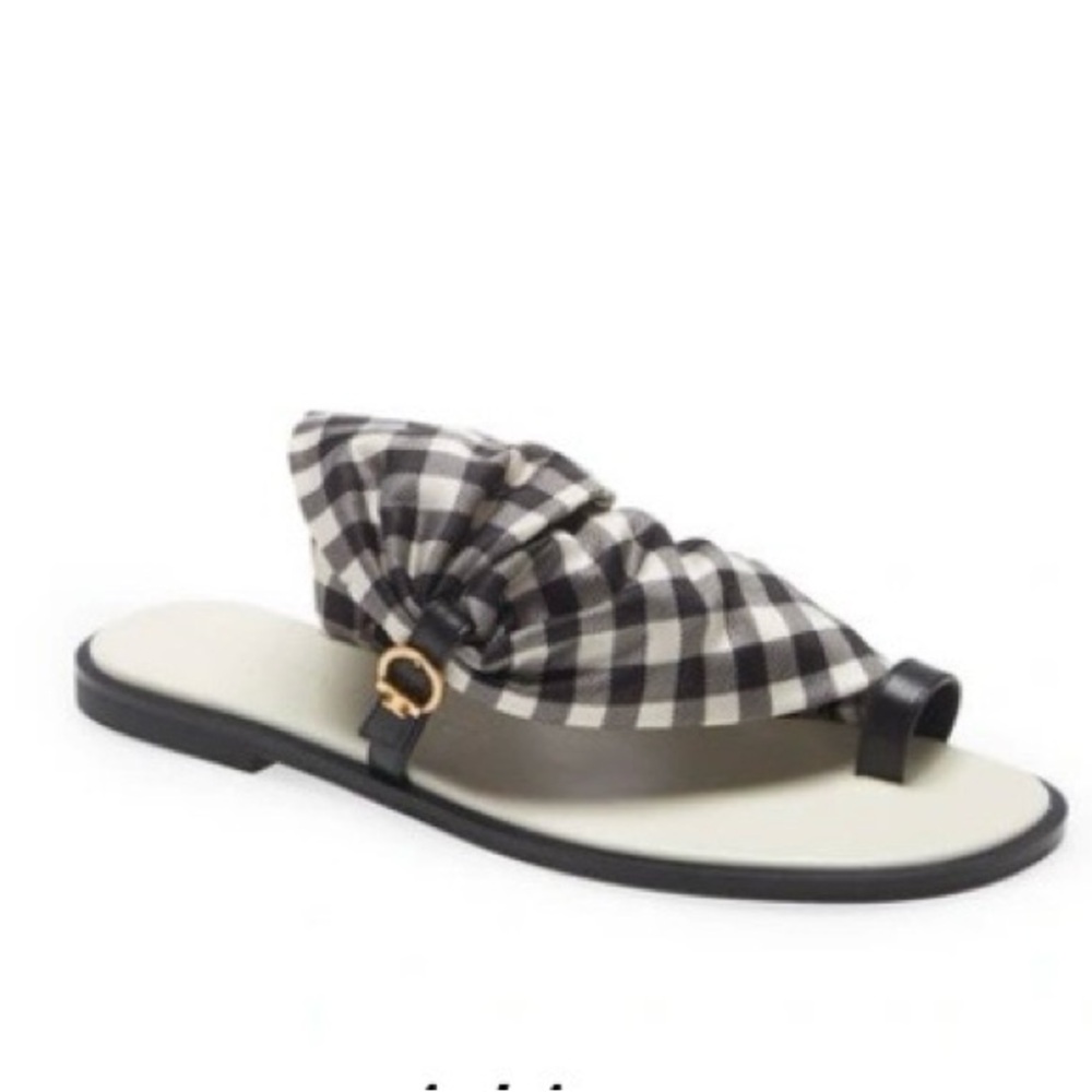TORY BURCH
Selby Scarf Sandal In Black/ New Ivory Gingham